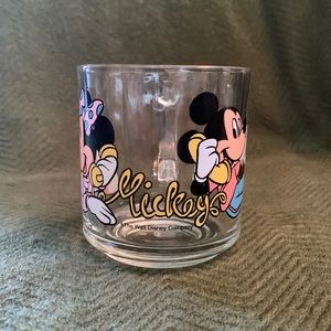 Mickey and Minnie on the phone clear glass mug